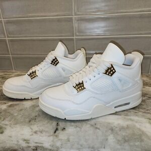 Air Jordan 4 Retro White Gold Metallic Womens 9.5 Men 8 Unisex AJ4 Sneakers
